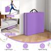 Giantex 6’x 2′ Gymnastics Mat, 2″ Thick Folding Tumbling Mat with Hook and Loop Fastener, Foldable Gym Mat with Carrying Handles, Cheer Mats for Kids Adults Home Exercise Aerobics Fitness(Purple/Pink)