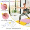 Giantex 6’x 2′ Gymnastics Mat, 2″ Thick Folding Tumbling Mat with Hook and Loop Fastener, Foldable Gym Mat with Carrying Handles, Cheer Mats for Kids Adults Home Exercise Aerobics Fitness(Pink&Yellow)