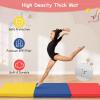 Giantex 6’x 2′ Gymnastics Mat, 2″ Thick Folding Tumbling Mat with Hook and Loop Fastener, Foldable Gym Mat with Carrying Handles, Cheer Mats for Kids Adults Home Exercise Aerobics Fitness(Multicolor)