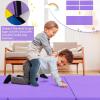 Giantex 6’x 2′ Gymnastics Mat, 2″ Thick Folding Tumbling Mat with Hook and Loop Fastener, Foldable Gym Mat with Carrying Handles, Cheer Mats for Kids Adults Home Exercise Aerobics Fitness(Purple)