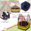 Giantex 7 Ft Trampoline for Kids, Heavy Duty Steel Frame Small Mini Toddler Trampoline, Great Gifts for Boys Girls, Outdoor Indoor Kids Trampoline with Net, for Age 3-8(Red/Yellow/Blue)
