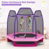 Giantex 7 Ft Trampoline for Kids, Heavy Duty Steel Frame Small Mini Toddler Trampoline, Great Gifts for Boys Girls, Outdoor Indoor Kids Trampoline with Net, for Age 3-8(Purple/Pink)