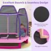 Giantex 7 Ft Trampoline for Kids, Heavy Duty Steel Frame Small Mini Toddler Trampoline, Great Gifts for Boys Girls, Outdoor Indoor Kids Trampoline with Net, for Age 3-8(Purple/Pink)