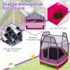 Giantex 7 Ft Trampoline for Kids, Heavy Duty Steel Frame Small Mini Toddler Trampoline, Great Gifts for Boys Girls, Outdoor Indoor Kids Trampoline with Net, for Age 3-8(Purple/Pink)