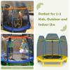 Giantex 7 Ft Trampoline for Kids, Heavy Duty Steel Frame Small Mini Toddler Trampoline, Great Gifts for Boys Girls, Outdoor Indoor Kids Trampoline with Net, for Age 3-8(Blue/ Yellow)