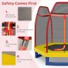 Giantex 7 Ft Trampoline for Kids, Heavy Duty Steel Frame Small Mini Toddler Trampoline, Great Gifts for Boys Girls, Outdoor Indoor Kids Trampoline with Net, for Age 3-8(Red/Yellow/Blue)