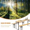 Giantex 70” 3-Piece Portable Folding Picnic Beer Table with Seating Set Wooden Top Picnic Table for Patio Outdoor Activities Garden Use, 30” Table Height(Black(iron Frame); Wooden(tabletop & Chair Seats))
