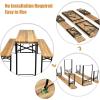 Giantex 70” 3-Piece Portable Folding Picnic Beer Table with Seating Set Wooden Top Picnic Table for Patio Outdoor Activities Garden Use, 30” Table Height(Black(iron Frame); Wooden(tabletop & Chair Seats))
