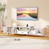 Giantex 79″ White TV Stand with Power Outlets, Modern Entertainment Center w/ 3 Open Shelves, 2 Side Cabinets & Drawer, Media TV Console Table for Living Room Bedroom, Television Stands for 90 Inch TV
