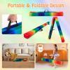 Giantex 7FT/8FT/9FT Balance Beam, Folding Gymnastics Beam w/Carry Handles, Floor Foam Gymnastics Equipment for Kids, Non Slip Rubber Base for Exercise, Practice & Professional Home Training(Rainbow)