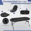 Giantex 8 Player Poker Table Foldable, 72″ Portable Folding Texas Holdem Poker Tables w/Padded Rails, Cup Holders, Casino Grade Felt Surface, Oval Card Game Poker Table for Game Room (Black)(Black)