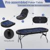 Giantex 8 Player Poker Table Foldable, 72″ Portable Folding Texas Holdem Poker Tables w/Padded Rails, Cup Holders, Casino Grade Felt Surface, Oval Card Game Poker Table for Game Room (Black)(Black+blue)