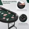 Giantex 8 Player Poker Table Foldable, 72″ Portable Folding Texas Holdem Poker Tables w/Padded Rails, Cup Holders, Casino Grade Felt Surface, Oval Card Game Poker Table for Game Room (Black)(Black+green)