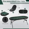 Giantex 8 Player Poker Table Foldable, 72″ Portable Folding Texas Holdem Poker Tables w/Padded Rails, Cup Holders, Casino Grade Felt Surface, Oval Card Game Poker Table for Game Room (Black)(Black+green)
