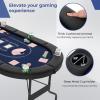Giantex 8 Player Poker Table Foldable, 72″ Portable Folding Texas Holdem Poker Tables w/Padded Rails, Cup Holders, Casino Grade Felt Surface, Oval Card Game Poker Table for Game Room (Black)(Black+blue)