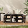 Giantex 84-Gallon Wicker Deck Box – Patio Storage Cabinet, 3-Door PE Rattan Storage Container with Removable Shelves, Indoor & Outdoor Package Box for Porch, Patio Furniture Cushions Tools (Brown)(Brown)