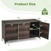 Giantex 84-Gallon Wicker Deck Box – Patio Storage Cabinet, 3-Door PE Rattan Storage Container with Removable Shelves, Indoor & Outdoor Package Box for Porch, Patio Furniture Cushions Tools (Brown)(Brown)