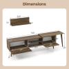 Giantex 85 Inch TV Stand & 2 Floating Shelves Set, Mid-Century Modern TV Entertainment Center w/Cabinets, Open Compartments & 5 Support Legs, Wood Media Console Table for Living Room, Bedroom, Walnut