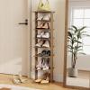 Giantex 8-Tier Vertical Shoe Rack, Patented Corner Shoe Storage Organizer for 8 Pairs, Freestanding Narrow Shoe Rack, Morden Space-Saving Shoe Tower for Entryway, Living Room, Bedroom (White, Single)(Natural)