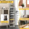 Giantex 8-Tier Vertical Shoe Rack, Patented Corner Shoe Storage Organizer for 8 Pairs, Freestanding Narrow Shoe Rack, Morden Space-Saving Shoe Tower for Entryway, Living Room, Bedroom (White, Single)(White)