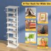 Giantex 8-Tier Vertical Shoe Rack, Patented Corner Shoe Storage Organizer for 8 Pairs, Freestanding Narrow Shoe Rack, Morden Space-Saving Shoe Tower for Entryway, Living Room, Bedroom (White, Single)(White)