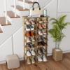 Giantex 8-Tier Vertical Shoe Rack, Patented Corner Shoe Storage Organizer for 8 Pairs, Freestanding Narrow Shoe Rack, Morden Space-Saving Shoe Tower for Entryway, Living Room, Bedroom (White, Single)(Natural)