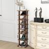 Giantex 8-Tier Vertical Shoe Rack, Patented Corner Shoe Storage Organizer for 8 Pairs, Freestanding Narrow Shoe Rack, Morden Space-Saving Shoe Tower for Entryway, Living Room, Bedroom (White, Single)(Rustic Brown)