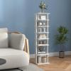 Giantex 8-Tier Vertical Shoe Rack, Patented Corner Shoe Storage Organizer for 8 Pairs, Freestanding Narrow Shoe Rack, Morden Space-Saving Shoe Tower for Entryway, Living Room, Bedroom (White, Single)(White)