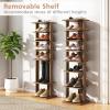 Giantex 8-Tier Vertical Shoe Rack, Patented Corner Shoe Storage Organizer for 8 Pairs, Freestanding Narrow Shoe Rack, Morden Space-Saving Shoe Tower for Entryway, Living Room, Bedroom (White, Single)(Natural)