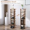 Giantex 8-Tier Vertical Shoe Rack, Patented Corner Shoe Storage Organizer for 8 Pairs, Freestanding Narrow Shoe Rack, Morden Space-Saving Shoe Tower for Entryway, Living Room, Bedroom (White, Single)(Rustic Brown)