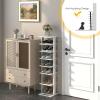 Giantex 8-Tier Vertical Shoe Rack, Patented Corner Shoe Storage Organizer for 8 Pairs, Freestanding Narrow Shoe Rack, Morden Space-Saving Shoe Tower for Entryway, Living Room, Bedroom (White, Single)(White)