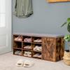 Giantex 9 Cubes Shoe Bench with Storage, Adjustable Shelves Storage Bench Rack with Removable Padded Cushion, 3 Tier Shoe Storage Bench with Cabinet for Entryway, Hallway, Rustic Brown(Rustic Brown)