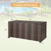 Giantex 96-Gallon Outdoor Storage Box – PE Wicker Deck Box with Lid, 4 Wheels, Waterproof Liner, outside Rattan Storage Container for Patio Cushions, Garden Tools Accessories Storage Box (Mix Brown)(Mix Brown)