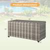 Giantex 96-Gallon Outdoor Storage Box – PE Wicker Deck Box with Lid, 4 Wheels, Waterproof Liner, outside Rattan Storage Container for Patio Cushions, Garden Tools Accessories Storage Box (Mix Brown)(Mix Grey)