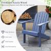 Giantex Acacia Wood Adirondack Chair – Outdoor Fire Pit Chair with 105° Inclined Seat, High Backrest, 4″ Wide Armrests, Patio Lounge Chair for Outside, Lawn, Backyard, Garden, Deck, Porch (1, Grey)(Blue)