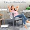 Giantex Acacia Wood Adirondack Chair – Outdoor Fire Pit Chair with 105° Inclined Seat, High Backrest, 4″ Wide Armrests, Patio Lounge Chair for Outside, Lawn, Backyard, Garden, Deck, Porch (1, Grey)(Grey)