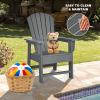 Giantex Adirondack Chair, Kids HDPE Patio Lawn Chair with Ergonomic Backrest for Deck, Porch, Backyard, Poolside, Indoor, Weather Resistance Toddler Outdoor Chair (4, Turquoise)(Grey)