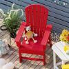Giantex Adirondack Chair, Kids HDPE Patio Lawn Chair with Ergonomic Backrest for Deck, Porch, Backyard, Poolside, Indoor, Weather Resistance Toddler Outdoor Chair (4, Turquoise)(Red)