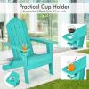 Giantex Adirondack Chair Outdoor Folding Chairs, HDPE Weather Resistant Patio Chair with Built-in Cup Holder Lawn Chair for Patio, Backyard, Balcony, Deck Outside Plastic Fire Pit Chair (4, Grey)(Turquoise)