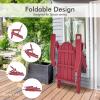 Giantex Adirondack Chair Outdoor Folding Chairs, HDPE Weather Resistant Patio Chair with Built-in Cup Holder Lawn Chair for Patio, Backyard, Balcony, Deck Outside Plastic Fire Pit Chair (4, Grey)(Red)