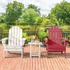 Giantex Adirondack Chair Outdoor Folding Chairs, HDPE Weather Resistant Patio Chair with Built-in Cup Holder Lawn Chair for Patio, Backyard, Balcony, Deck Outside Plastic Fire Pit Chair (4, Grey)(Red)