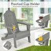 Giantex Adirondack Chair Outdoor Folding Chairs, HDPE Weather Resistant Patio Chair with Built-in Cup Holder Lawn Chair for Patio, Backyard, Balcony, Deck Outside Plastic Fire Pit Chair (4, Grey)(Grey)