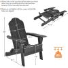 Giantex Adirondack Chair Outdoor Folding Chairs, HDPE Weather Resistant Patio Chair with Built-in Cup Holder Lawn Chair for Patio, Backyard, Balcony, Deck Outside Plastic Fire Pit Chair (4, Grey)(Black)