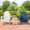Giantex Adirondack Chair Outdoor Folding Chairs, HDPE Weather Resistant Patio Chair with Built-in Cup Holder Lawn Chair for Patio, Backyard, Balcony, Deck Outside Plastic Fire Pit Chair (4, Grey)(Navy)