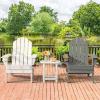 Giantex Adirondack Chair Outdoor Folding Chairs, HDPE Weather Resistant Patio Chair with Built-in Cup Holder Lawn Chair for Patio, Backyard, Balcony, Deck Outside Plastic Fire Pit Chair (4, Grey)(Grey)