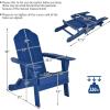 Giantex Adirondack Chair Outdoor Folding Chairs, HDPE Weather Resistant Patio Chair with Built-in Cup Holder Lawn Chair for Patio, Backyard, Balcony, Deck Outside Plastic Fire Pit Chair (4, Grey)(Navy)