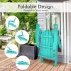 Giantex Adirondack Chair Outdoor Folding Chairs, HDPE Weather Resistant Patio Chair with Built-in Cup Holder Lawn Chair for Patio, Backyard, Balcony, Deck Outside Plastic Fire Pit Chair (4, Grey)(Turquoise)