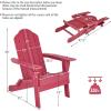Giantex Adirondack Chair Outdoor Folding Chairs, HDPE Weather Resistant Patio Chair with Built-in Cup Holder Lawn Chair for Patio, Backyard, Balcony, Deck Outside Plastic Fire Pit Chair (4, Grey)(Red)