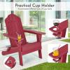 Giantex Adirondack Chair Outdoor Folding Chairs, HDPE Weather Resistant Patio Chair with Built-in Cup Holder Lawn Chair for Patio, Backyard, Balcony, Deck Outside Plastic Fire Pit Chair (4, Grey)(Red)
