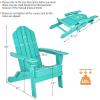 Giantex Adirondack Chair Outdoor Folding Chairs, HDPE Weather Resistant Patio Chair with Built-in Cup Holder Lawn Chair for Patio, Backyard, Balcony, Deck Outside Plastic Fire Pit Chair (4, Grey)(Turquoise)